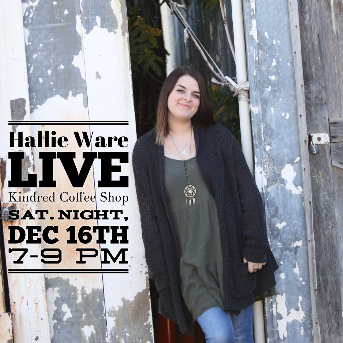 HallieWareMusic's tweet photo. Looking for a great place to hang out on a Saturday night and hear some good music and drink some great coffee?!  Dec 16th from 7-9 @KindredCoffeeCo! https://t.co/n9w0heOqiU