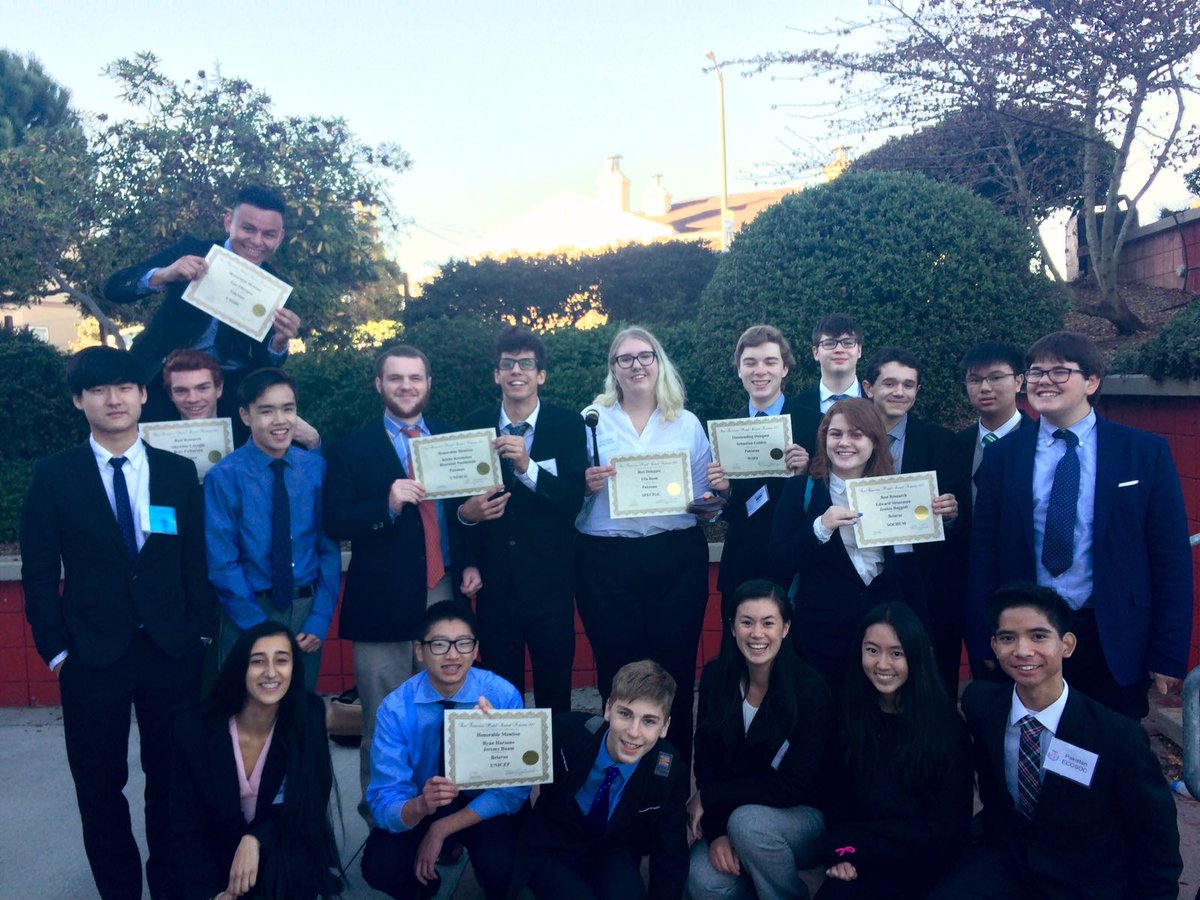 rachel_siegman's tweet photo. what a weekend!! so proud of my students for taking on their first Model United Nations conference with dignity and curiosity! @dTechHS #ModelUN #SFMUN #Pakistan #Belarus Award winners! https://t.co/cIJUK4yKbQ