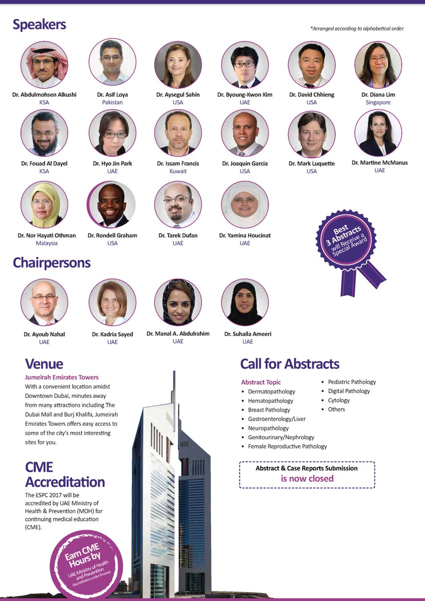 UaeEma's tweet photo. Don't miss out, Register now! https://t.co/ALy23TJ2j5 #espc17 #pathology #pathologyUAE #cme #cpd #continuingmedicaleducation #eventsuae #conference #uae #workshop #emirates_pathology_society #emiratesmedicalassociation https://t.co/eQEnTm4Rix