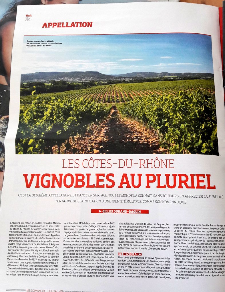 MPreux's tweet photo. 📍[Revue de presse]
Cette semaine dans @leJDD :
➡️ 🍷 Zoom sur l'appellation des #CotesduRhone, "#Vignobles au pluriel" que "tout le monde connait, sans toujours en apprécier la subtilité".
@Vinsrhone #Rasteau 
#cotesdurhonelovers https://t.co/gj0VIN5usC