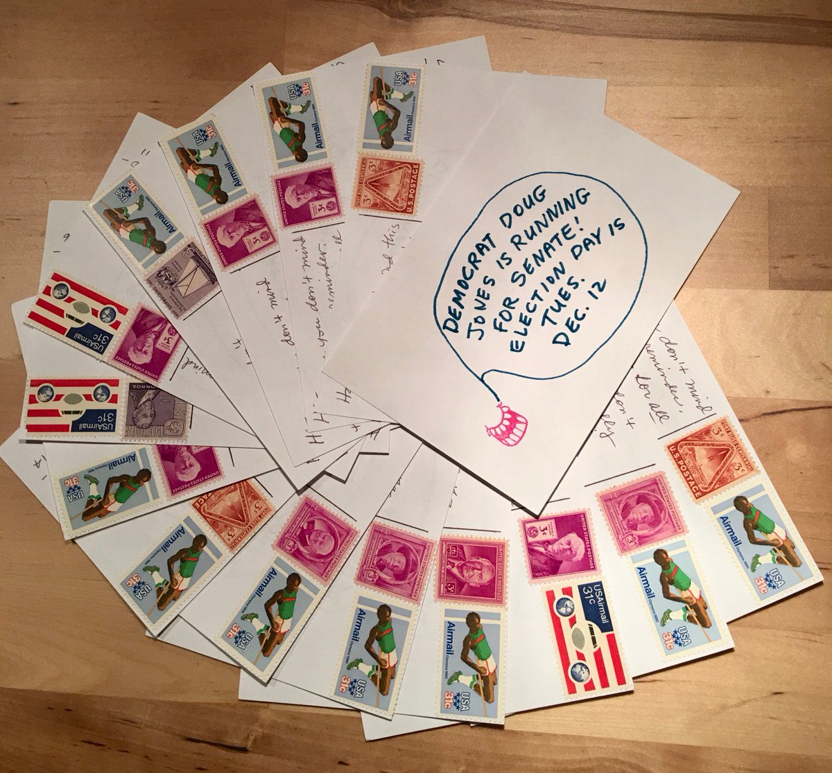 SallyDeal4's tweet image. Tonight&apos;s batch of #PostcardsToVoters /#Postcards4Doug ... because it&apos;s SO IMPORTANT that #Alabama elect #DougJonesForSenate on Dec. 12!

You can also join via email: Join@TonyTheDemocrat.org

#DigDoug #ALSen
There&apos;s few days left for writing - check the calendar ⬇️