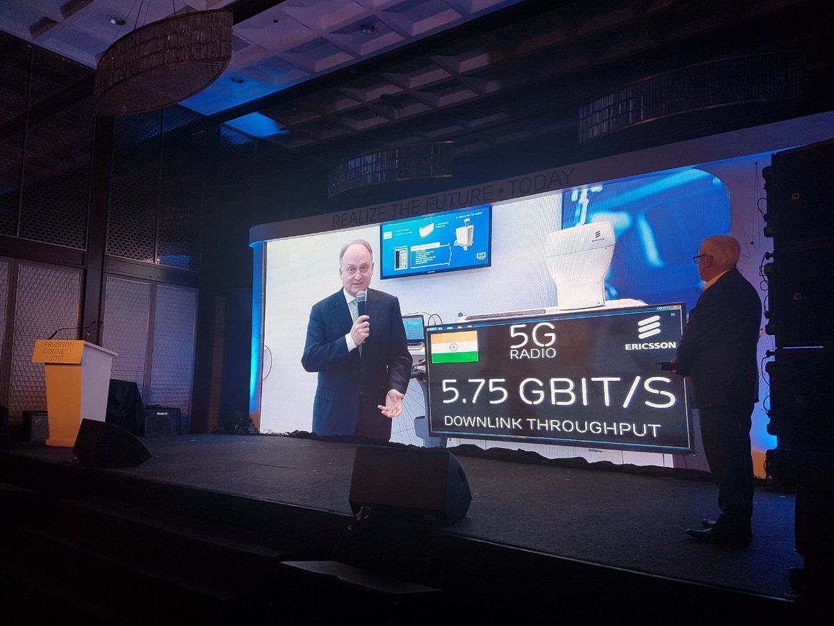EricssonAPAC's tweet photo. Magnus Ewerbring, CTO-APAC, Ericsson showcased #India's First #5G Demo at #EricssonConnect2017 #Mumbai https://t.co/TlH2ueKUsg