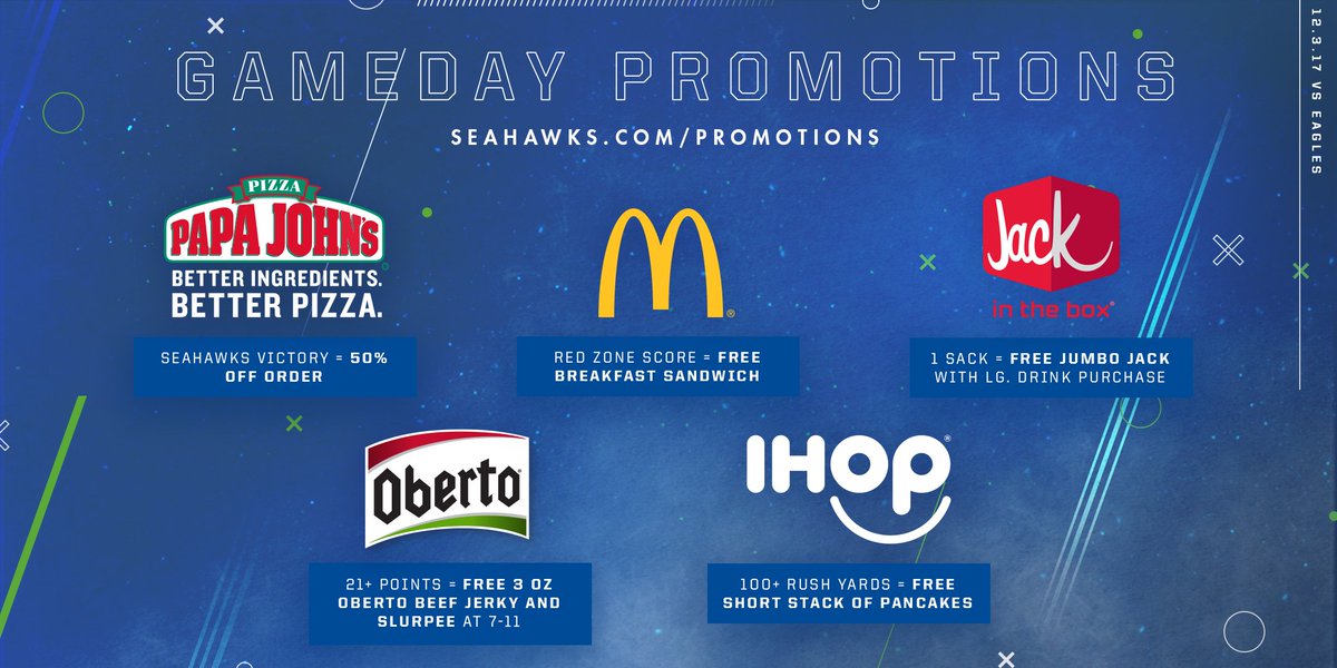 A win for the <a href="/Seahawks/">Seattle Seahawks</a>! 5 wins for the <a href="/12s/">12s</a>! Here is what you earned thanks to today's performance at @CenturyLink_Fld.

Learn more about these offers at shwks.com/promo