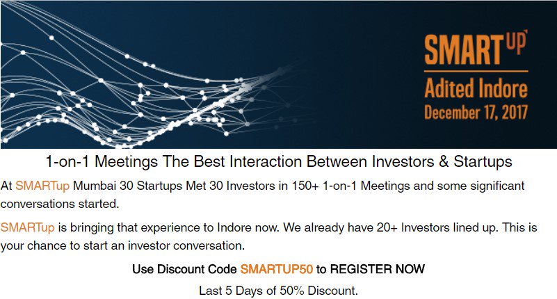 ahventures's tweet photo. #SMARTup is bringing that experience to #Indore now. We have 20+ investors lined up. This is your chance to start an #investor conversation. https://t.co/3xJfNyLN3x https://t.co/CNY7BdAyNI