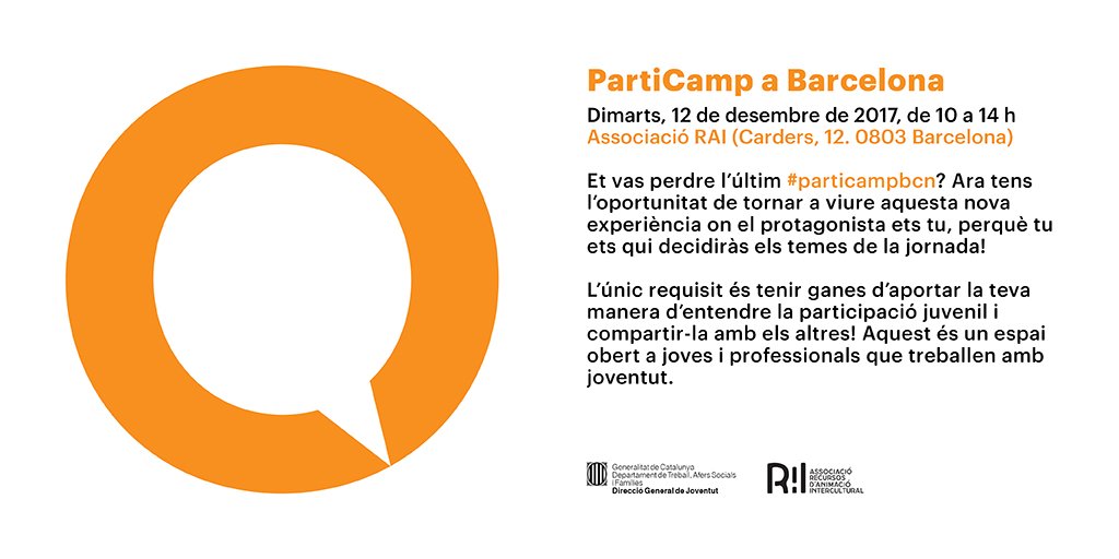 joventutcat's tweet photo. T’has quedat sense idees de com vincular-te amb la gent jove? Doncs apuntat al #ParticampBCN del 12/12? Mira com han anat els altres #PartiCamp! https://t.co/2AxelI0RWC Inscripcions obertes! https://t.co/hJODQxX6Ep @RAIassociacio #EJoventut https://t.co/r6hRWBJJ9F
