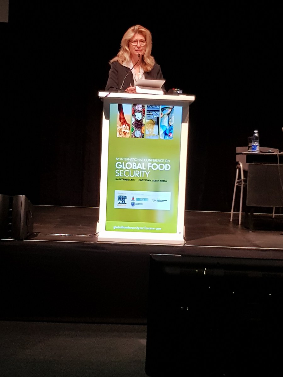 FoodSecurity_za's tweet photo. We can no longer pretend all is well when children are going hungry & the elderly are undernourished - Prof Lise Korsten of @UPTuks giving opening remarks at the Global Food Security Conference cc @ElsevierConnect @UWConline #GFSconf2017 #FOODSEC2017 https://t.co/4wRhTVDTjj