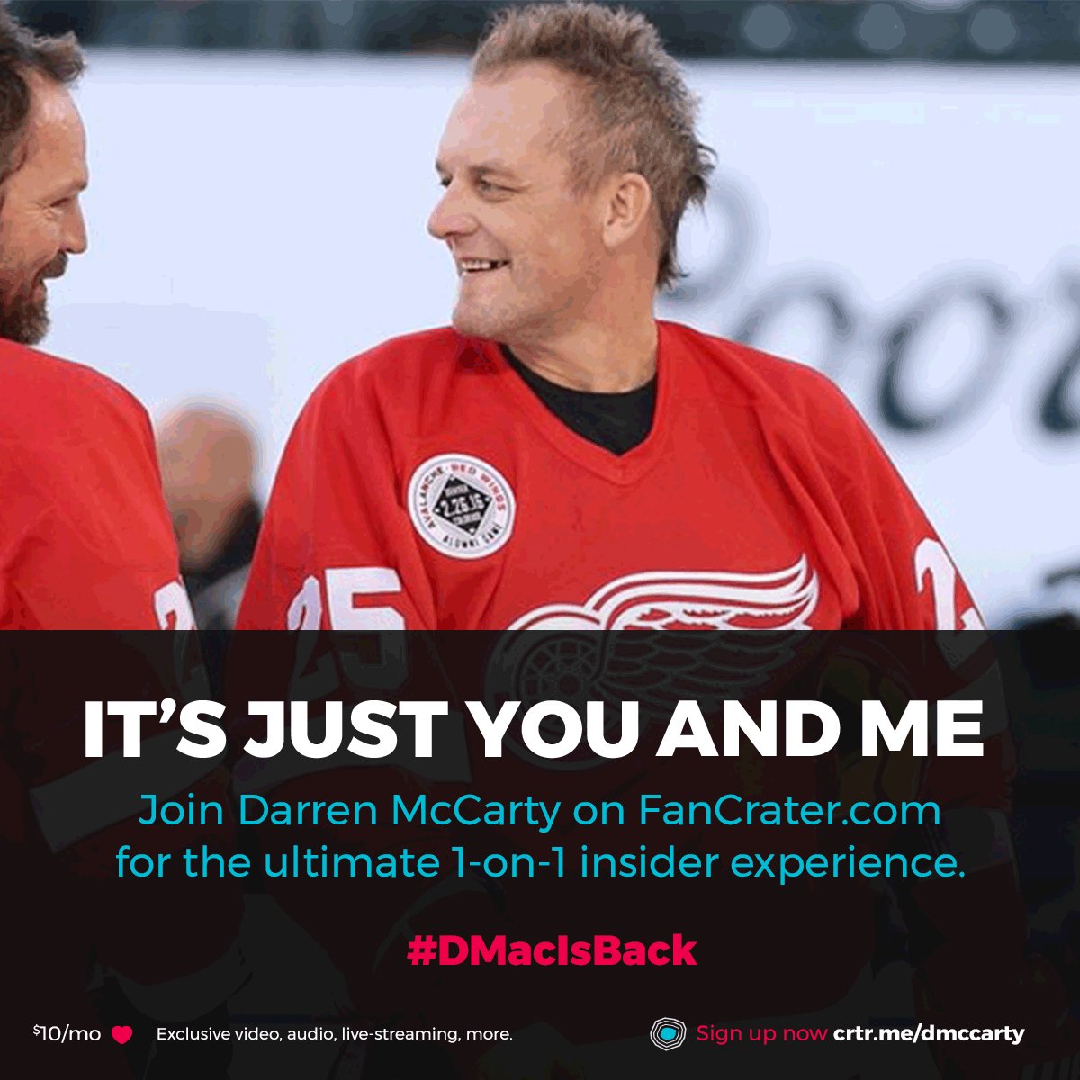tobiaswerks's tweet photo. Join Darren McCarty for a ring-side seat to his crazy life. Raw and real. 1-on-1 interaction. https://t.co/hUQg7aubNI #DetroitRedWings #hockey #NHL100 #DMacIsBack https://t.co/yYXWSNcVXK