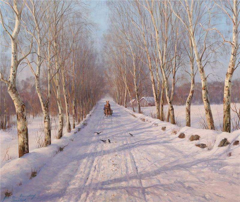 TheNewPainting's tweet photo. “Hark, how the cheerful birds do chaunt their lays, and carol of love's praise.” Edmund Spenser

🎨 "Vinterallé, Småland" Road in winter, Småland

👨‍🎨 Jens Christian Bennedsen (Aug 13, 1893, Abild, Jutland - 1967) was a Danish artist and theater painter.

#HistoryofPainting https://t.co/il8IlSAIOq