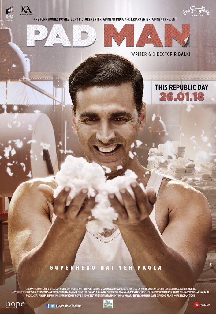 GurmeetSingh42's tweet image. Amazing 😍😍 One more stunning poster of #PadMan @akshaykumar #PadManTalks