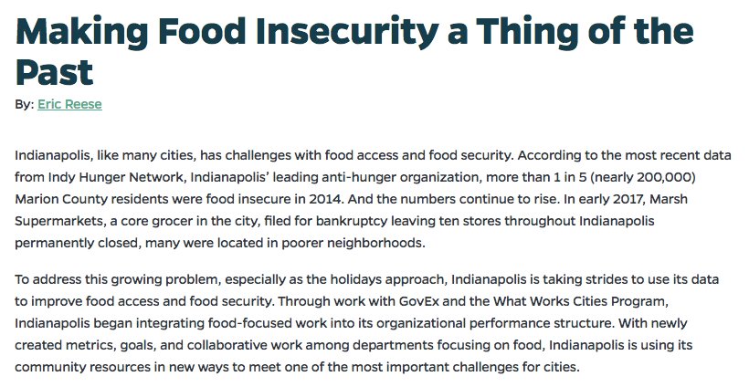 UNCCURS's tweet photo. "Through work with @gov_ex and the @WhatWorksCities, Indianapolis began integrating food-focused work into its organizational performance structure." by @UNCMPA alum Eric Reese. https://t.co/8nokcjMReF https://t.co/HJfirXHWWS