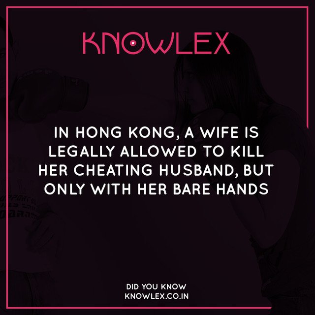 BeKnowlex's tweet photo. Better start working out, woman.

#didyouknow #wtffacts #beknowlex #facts #HongKong #Cheating https://t.co/NJklj68Pzv