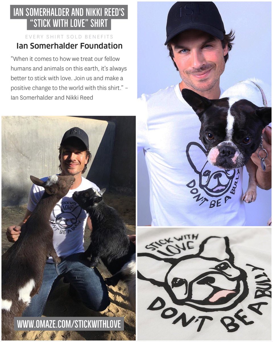 KateForIan's tweet photo. Almost 500 sold! Join Ian Somerhalder and stick with love. Support anti-bullying initiatives through ISF &amp; get your shirt here. https://t.co/ZGNmmBaBZB https://t.co/18Fv1802OV