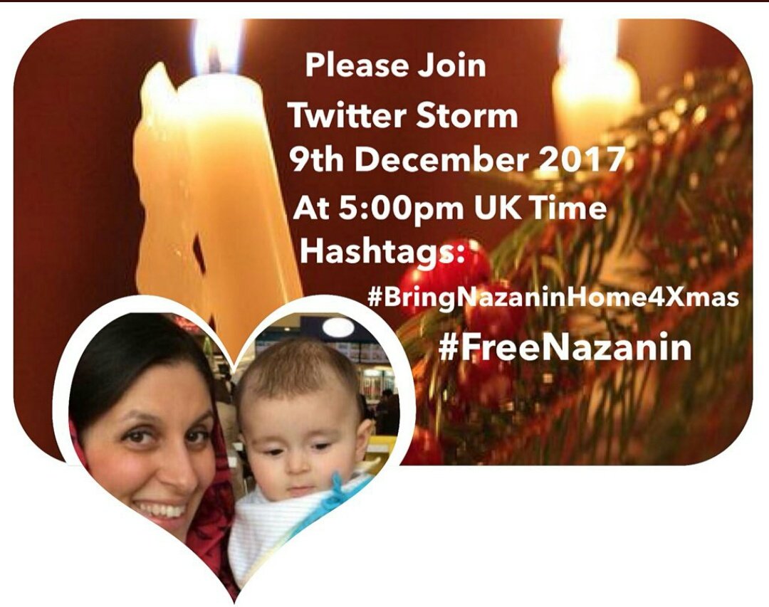 anonymous_patch's tweet photo. Dear #HumanRights around the #world
Please Join and Share - #Twitterstorm  For Nazanin Zaghari-Ratcliffe On the 9th of December 2017 
at 5:00pm UK Time: Hashtags To Use 
👉 #BringNazaninHome4Xmas

#FreeNazanin
Let #Iran #UK Authorities Hear Our Voices! #OverOneMillionVoices https://t.co/51s2cecYMX