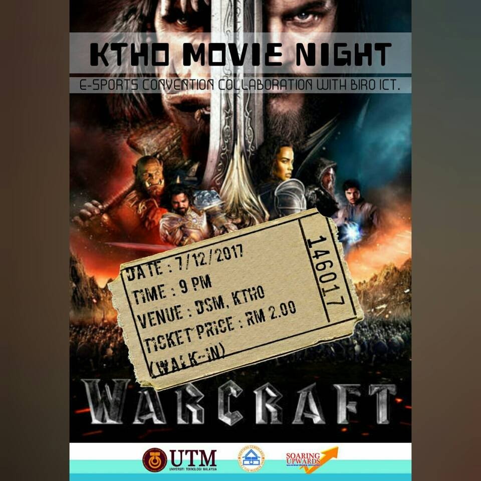 twt_JKMKTHO's tweet photo. 🎥📽🎥📽🎥📽🎥📽🎥📽

🤕Too stress with tests and exams??? 
😤Need some quick stress relief???
🤑Want to watch movie but budget is too tight???

👾E-SPORTS convention collaboration with Biro ICT JKM, having movie night as 
Follow:

💰Ticket price : RM 2.00
📽Movie : WARCRAFT https://t.co/08vsDISrik
