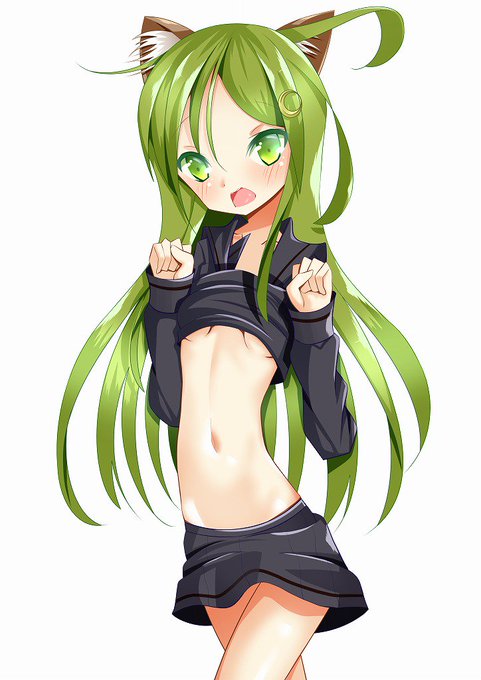 おなか出してるにゃがつきちゃん! 