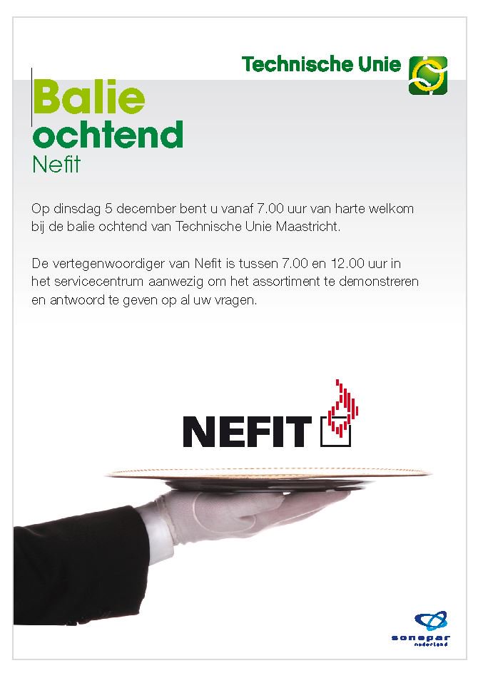 De vertegenwoordiger van @NefitNL is morgen tussen 7 en 12 uur bij ons aan de #TUbalie #Maastricht met diverse demonstraties en om al uw vragen te beantwoorden