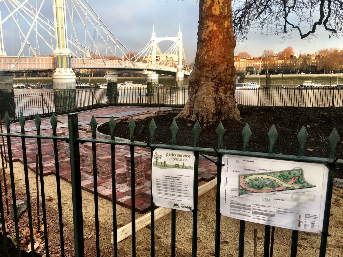 KevinWilsonPR's tweet photo. A brisk early morning walk from Balham to the West End and work on Battersea Park’s new Promontory Garden is progressing with speed https://t.co/MfoMzIyxZc