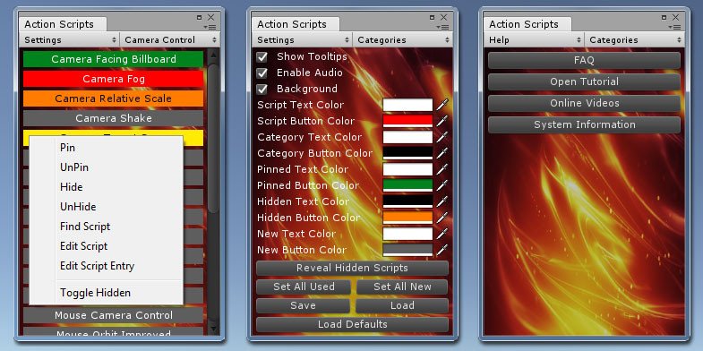 TheMeshMaker's tweet photo. No need to dig through your project looking for a script, or having to remember its name, they're all accessible through Action Scripts. Sorts by category, pinned, recently used and hidden states. Find out more: https://t.co/y7lXnDvu77 #Unity5 #Unity3D #unityassetstore #gamedev https://t.co/jCFGK8l1cV
