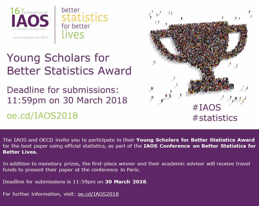OECD_Stat's tweet image. Calling all young scholars: your #stats paper could win you a place at the #IAOS Conference on Better Statistics for Better Lives organised with the #OECD in Paris. Apply now! oecd.org/iaos2018/