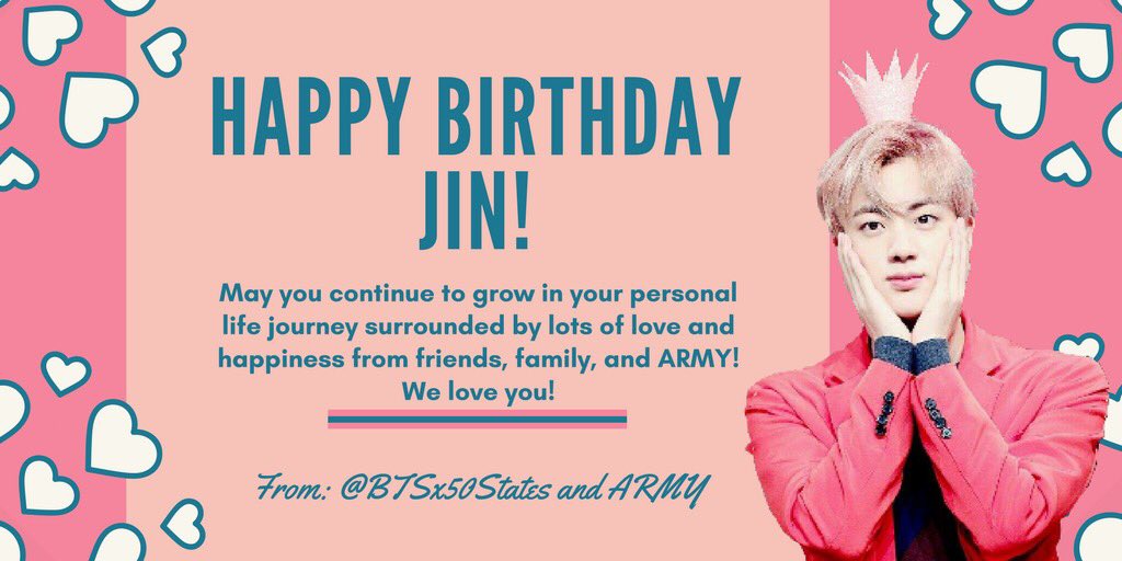 BTSx50States's tweet image. Reposting this in case you didn’t see it, Jin.