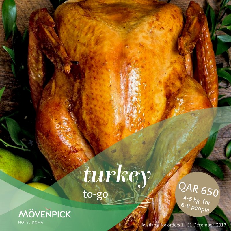 MovenpickDoha's tweet photo. December is the month of Festive #Turkey!
QAR 650 for 4-6 kg roasted turkey, including all the condiments.
Book before 15 December 2017 and get 20% discount
Call now: 5589 1326 or WhatsApp +974 6692 6688
#movenpickhoteldoha #festiveturkey #hoteldeals #turkeytogo #dohadining #doha https://t.co/Iv6sP5lDlb