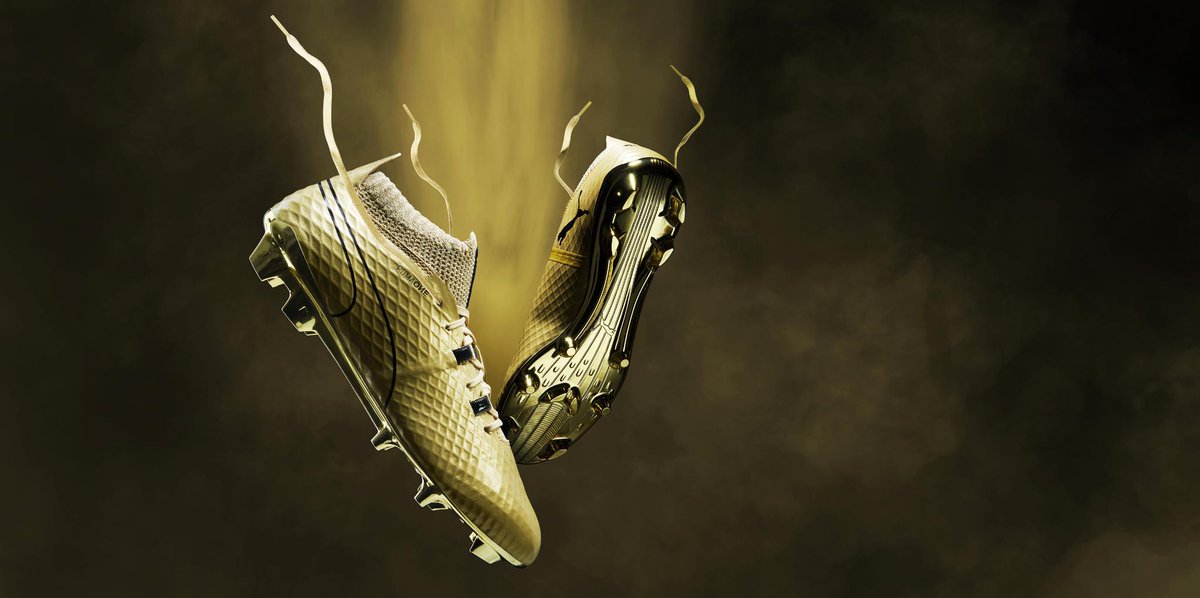 pumafootball's tweet photo. GOLD. Available now at https://t.co/rYToJ7qTWJ. #PUMAOne https://t.co/BQw7d55GDW
