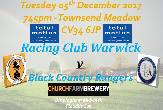 RCWFC's tweet photo. BMFC Cup..Racing Club Warwick v @BCRangersFC  Tuesday 5th Dec, 745 kickoff..Season Tickets free entry £5 Adults, £3 concessions, U16 free... https://t.co/H1riCDBWHc