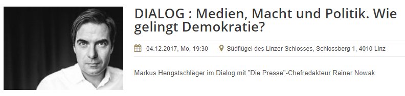 Heute Abend: DIALOG mit @nowak_rainer und Markus Hengstschläger im Schloss <a href="/StadtLinz/">Stadt Linz</a>: #Medien, #Macht und #Politik. Wie gelingt #Demokratie?
 academia-superior.at/veranstaltung/…