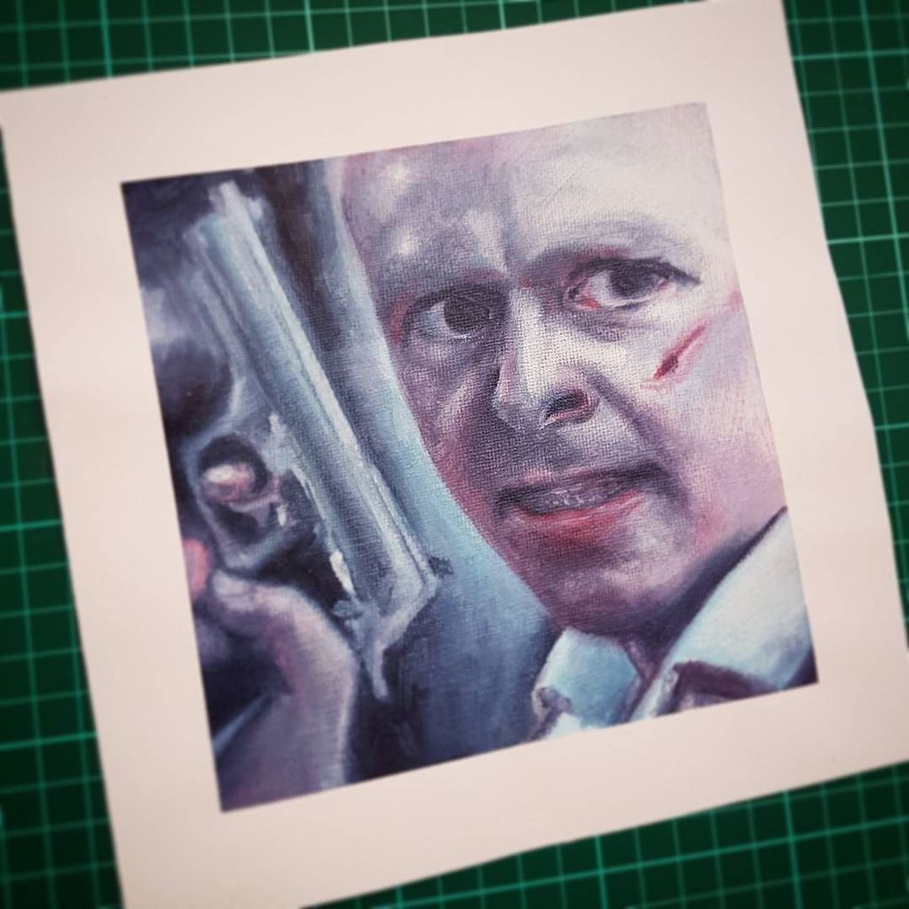 timedenartist's tweet image. Another 6x6 #oilpainting #smallstudy... might as well follow this trilogy through. #hotfuzz #simonpegg #cornettotrilogy #offthechain #yarp ift.tt/2AM8G7F