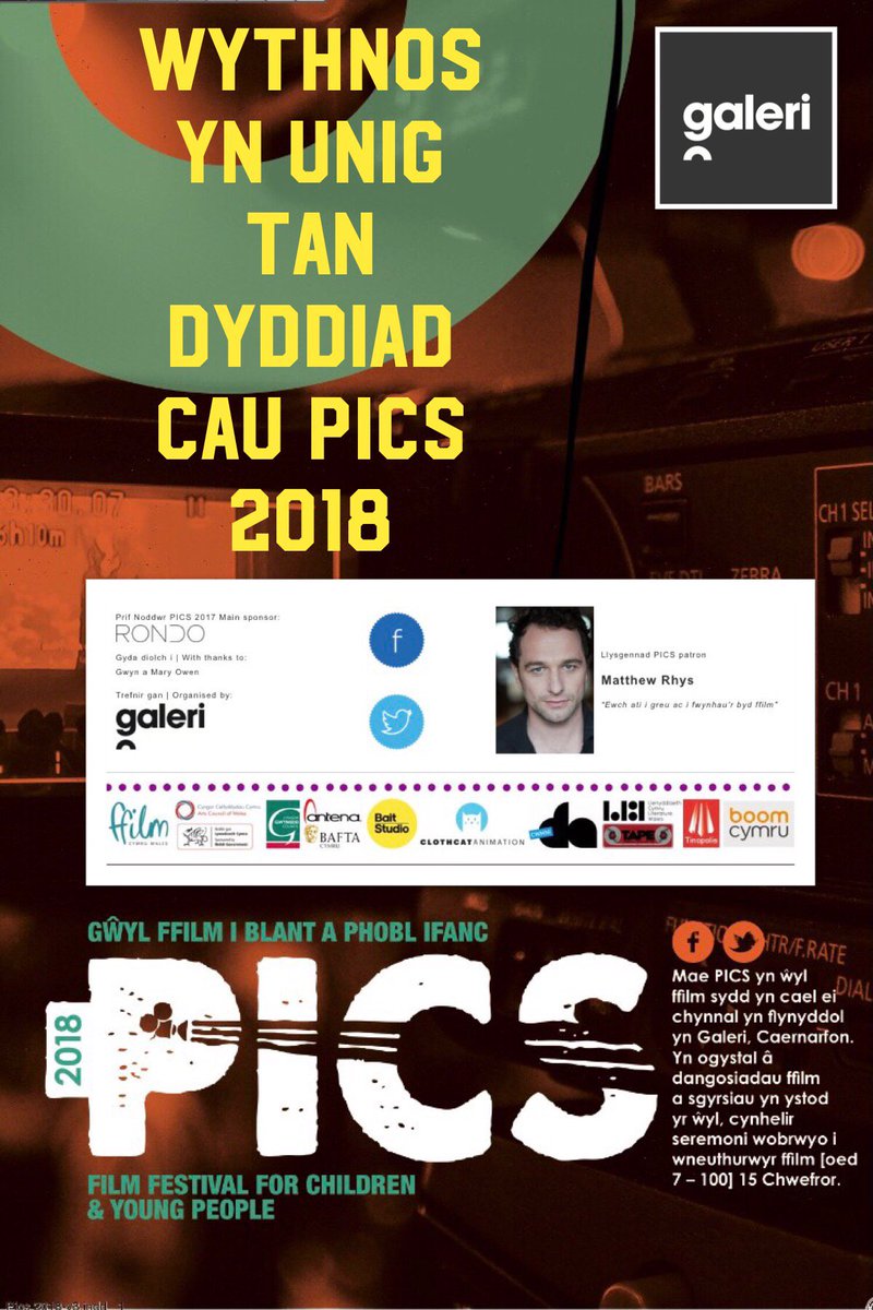 Gwyl_PICS's tweet photo. WYTHNOS yn unig i fynd tan dyddiad cau PICS 2018! Only a WEEK to go 'til the PICS 2018 deadline! https://t.co/Xtdl74q8Z9 https://t.co/9KBwRwBtSE