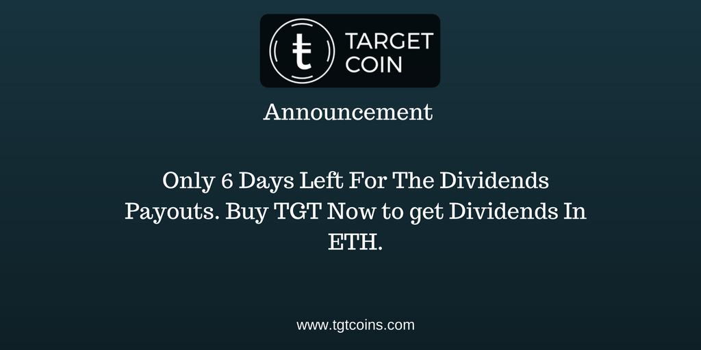 TargetCoin's tweet image. Buy #Targetcoin to receive dividends. #Dividends payout done in #ETH terms.

#ETH #BTC #TGT #Crypto