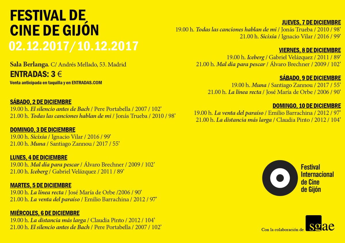 #Madrid La <a href="/fundacionsgae/">PAlHl</a> programa en <a href="/LASALABERLANGA/">SALA BERLANGA</a> una selección de películas que han pasado por el <a href="/Gijonfilmfest/">Gijon International Film Festival | FICX</a>. #CineEspañol #CineIberoamericano salaberlanga.com/ciclo-sobre-el…