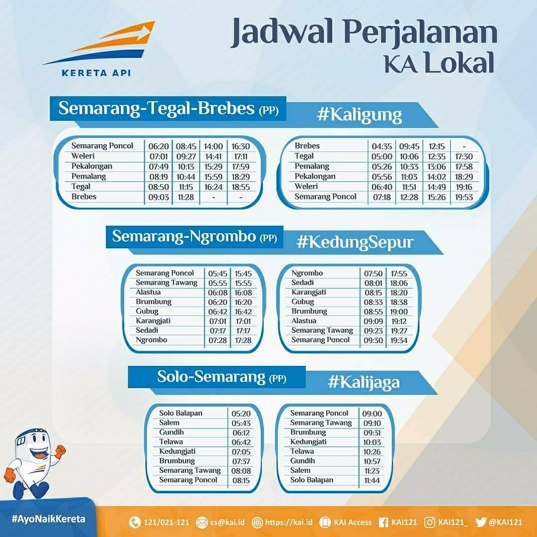 Jadwal KA PRAMEKS Solo - Jogja - Kutoarjo, KALIJAGA Solo - Semarang nih 🚅
Di save ya biar nggak hilang. Dishare, biar temen kamu tahu.
