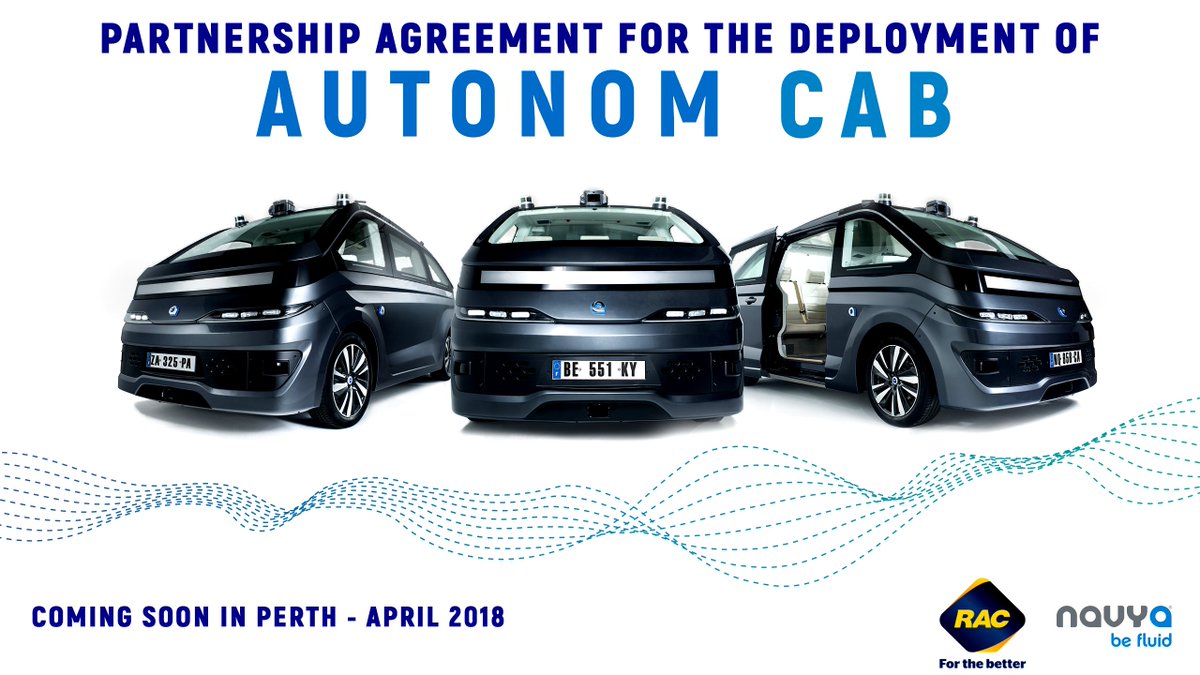 “Australia is a strategic place [...]. The enthusiasm of @WAGovNews and <a href="/RACWA/">RAC WA</a> for new vehicle technology and innovation has led us to confirm one of our trials here.", by <a href="/ChrisSapetCEO/">Christophe Sapet</a>. 
Full article >> navya.tech/en/rac-wa-to-t….
#Perth, ready to welcome AUTONOM CAB? #Driverless