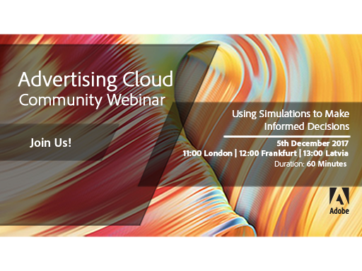 AdobeExpCare's tweet photo. The #Webinar is tomorrow! Learn how to utilize the power of #Simulations to get more out of your Ad #Campaigns. Register - https://t.co/BqHe29Zv5q
#Advertising #Simulations #AMO #AdCloud #AdobeAdvertising #EMEA https://t.co/o45VIsdCGO