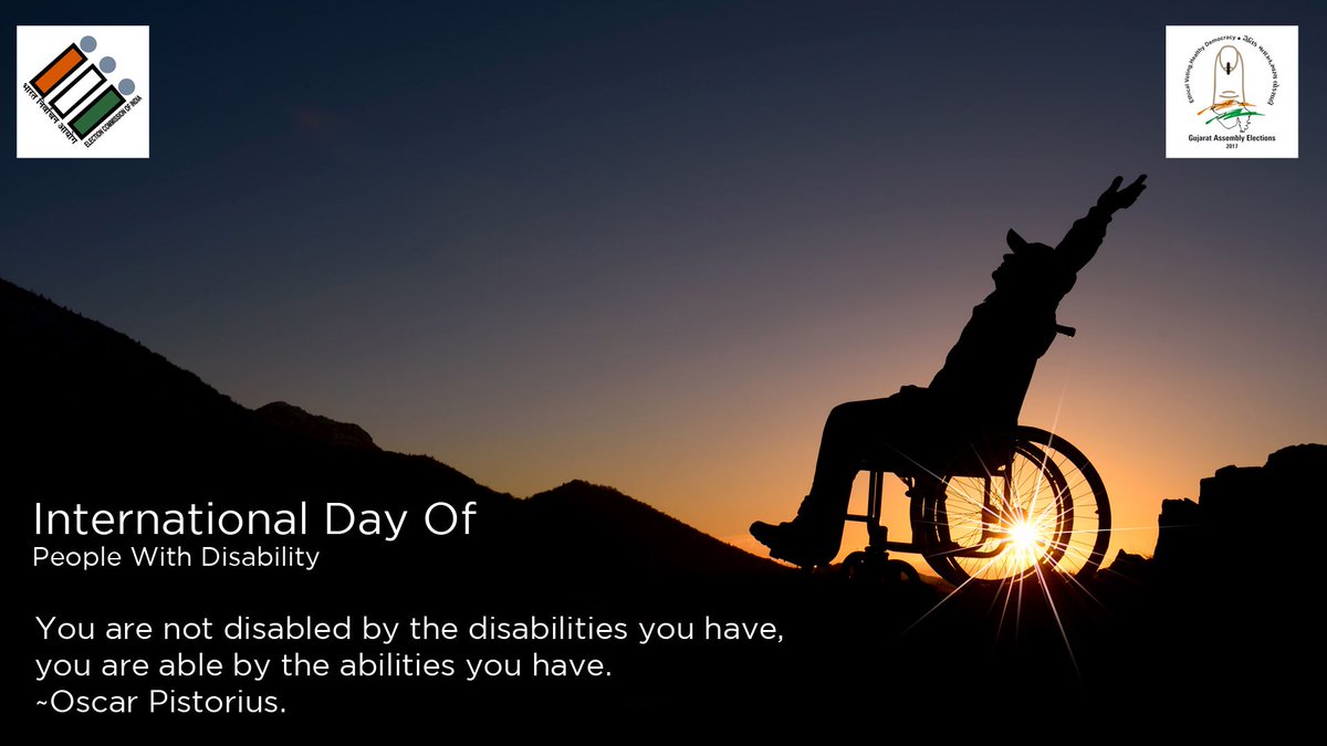 CEOGujarat's tweet photo. You are not disabled by the disabilities you have, you are able by the abilities you have.
~Oscar Pistorius.
#3Dec2017
Be #ReadyToVote.
#GujaratElections #CEOGujarat #Vototsav #KaroVatThiVote #GujaratWillVote #ReasonToVote #VoteForDemocracy https://t.co/TBM2bk9Tun