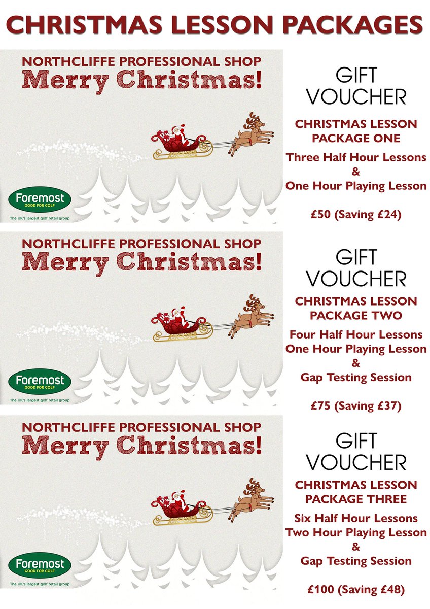 StanworthPGA's tweet photo. Great Christmas Lesson Packages Available from @Northcliffegc Pro Shop!! Gift Vouchers Available... ⛳️🏌️♂️🎁☃️ #Christmas #PresentIdeas #LessonPackages #ForemostGolf https://t.co/n3CqTnf4yj