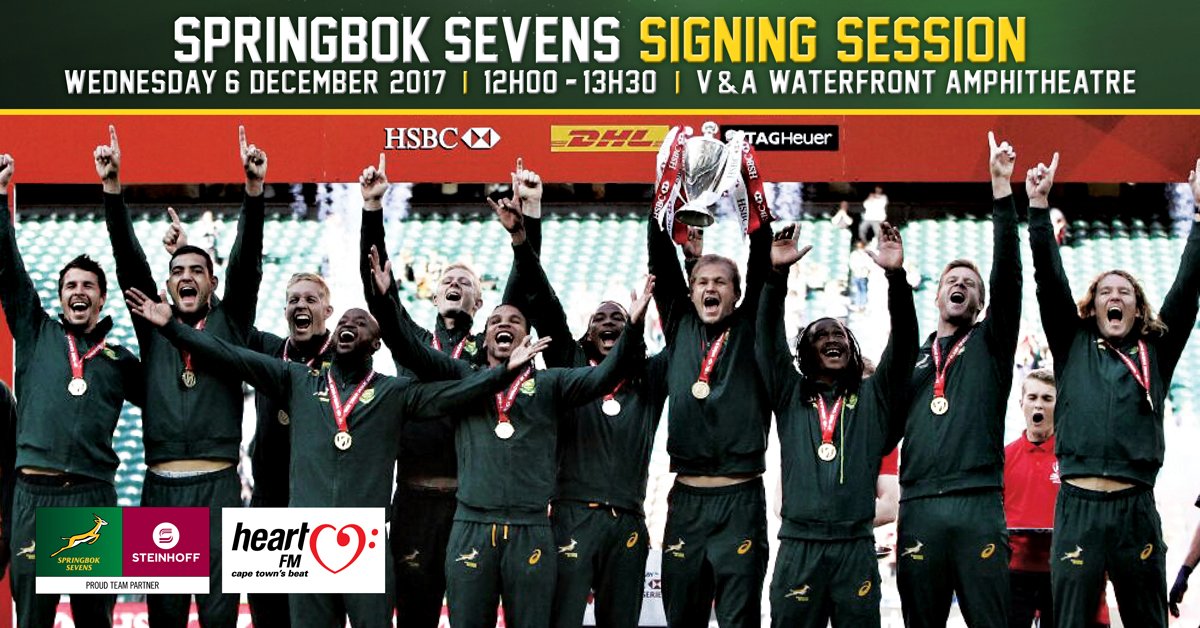Huge opportunity to meet the <a href="/Blitzboks/">Springbok Sevens</a> in Cape Town on Wednesday. Come say hallo, get a signature, pose for a selfie with your favourite player or just come enjoy the session with the guys. They are our champions after all. @SteinhoffRugby <a href="/ASICS_ZA/">ASICS_ZA</a> <a href="/VandAWaterfront/">vandawaterfront</a> <a href="/CapeTown7s/">HSBC SVNS Cape Town</a>