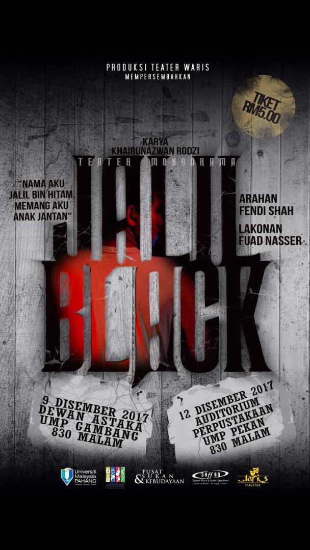 WarisTheatre's tweet photo. SAVE THE DATE GUYS !!
jom rasa pengalaman baru .
teater monodrama yang mana mempunyai seorang pelakon . diatas pentas yang berkonsepkan ARENA !
@twit_teater
@TwtUMP
@WarisTheatre
#SIPUTMAN
#JALILBLACK https://t.co/A2QpiqjySm