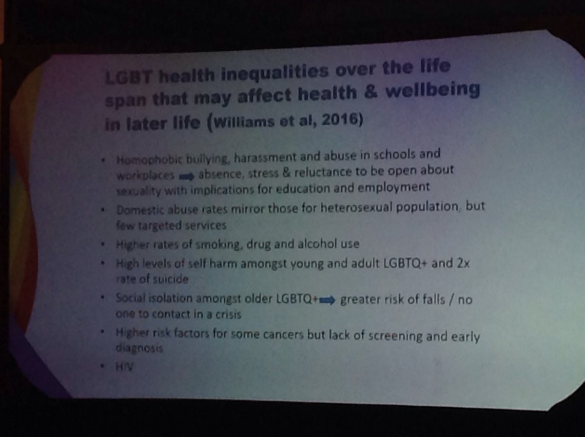 WLewisCordwell's tweet photo. Inequality in provision of #EoLC for people who identify as part of LGBTQ communities #napceconf17 how can we challenge this as palliative care educators? @NAPCEUK @BereavementNBA @WeEOLC @mariecurieuk  @MacEoLCare @RNSPublications https://t.co/Bk3GP9VHrC