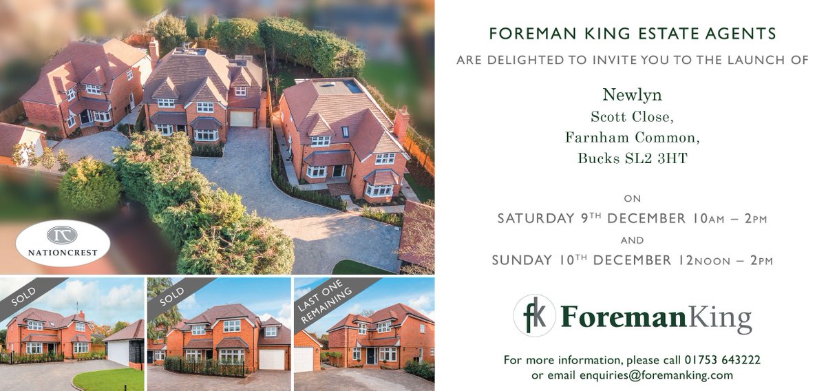 foreman_king's tweet photo. This weekend is the launch of Newlyn - the last plot remaining in Nationcrests latest development of brand new homes in Scott Close -

 Call 01753 643222 for further details or to register your interest.

https://t.co/ivQlqY7XOU https://t.co/wmBQFvGuLS