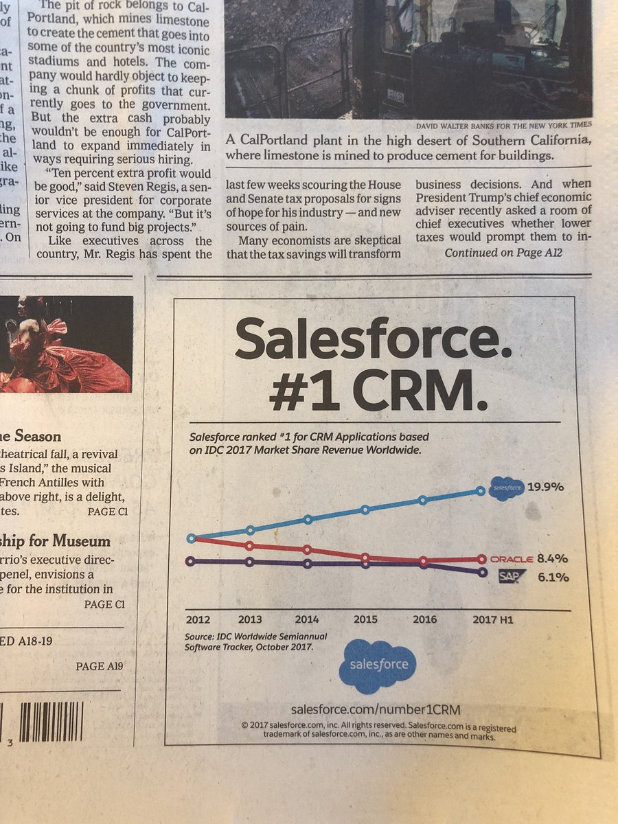 Benioff's tweet image. Salesforce. #1 CRM.