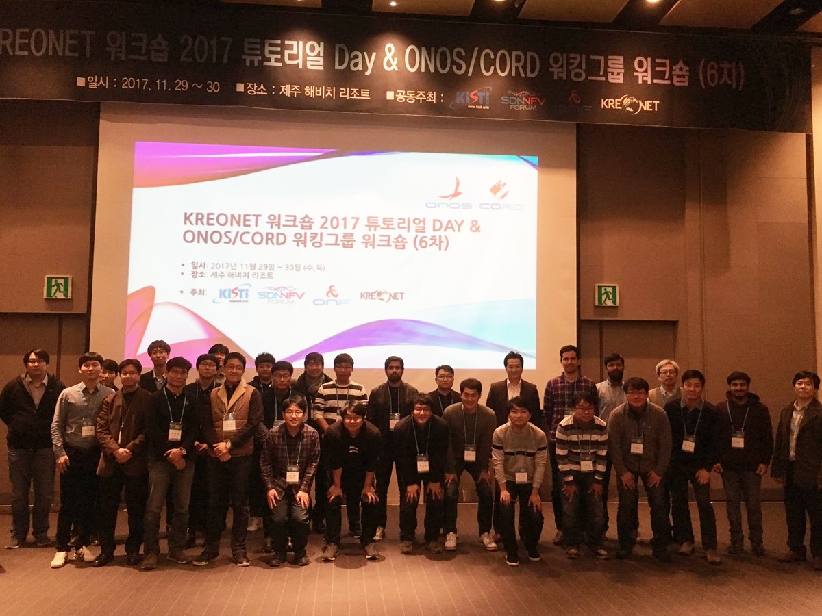 ONF_ONOS's tweet photo. A big thank you to KISTI for all its support in organizing the last ONOS & CORD Working Group meetup of 2017 in Korea @kreonet_s #OpenCORD #ONOSproject https://t.co/R4yVxnPtq6