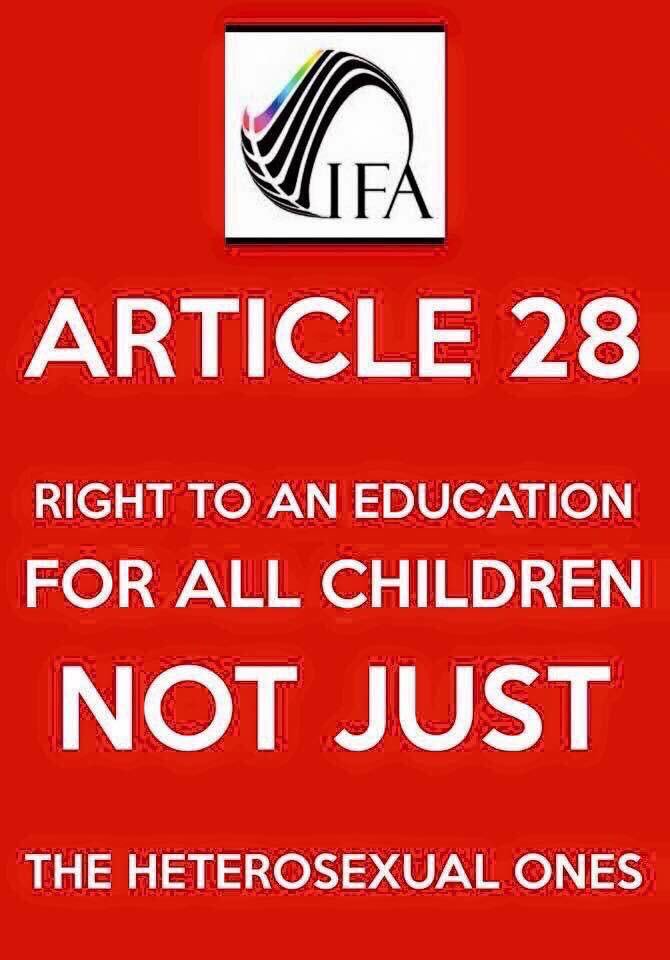 ShaunDellenty's tweet photo. Article 28- a right to an #education for all young people, including courageous #LGBTQI+ youth around the world. #HumanRights #antibullying https://t.co/pjvt7DQBzk