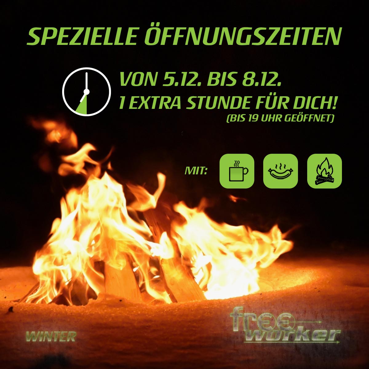 Freeworker_GmbH's tweet photo. Ab Morgen heizen wie für Euch die 🔥Feuertonne🔥 an. Zusätzlich gibt’s heiße Würstl 🌭 und Getränke ☕ und unser Shop in Gilching hat bis 19 Uhr geöffnet. #baumpfleger #baumklettern #arborist https://t.co/p82IyWpVaB