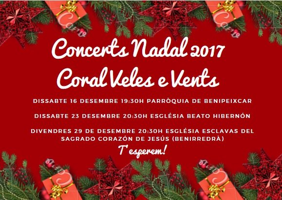 Corovelesevents's tweet photo. 📌Ací teniu les dates dels Concerts de Nadal de la Coral Veles E Vents, us esperem! https://t.co/7yetPoIEzz