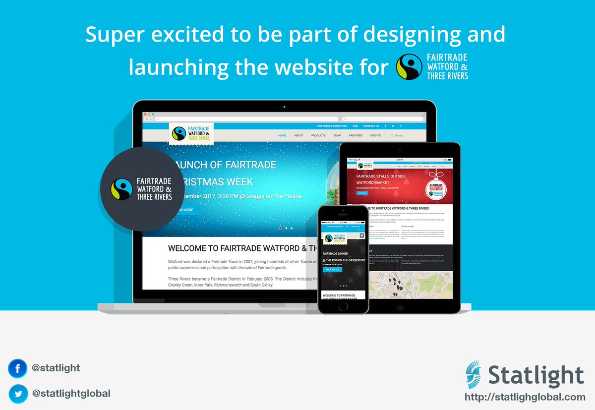 statlightglobal's tweet photo. Super excited to be part of designing and launching the website for Watford and Three Rivers Fairtrade. Thanks to Councillor Rabi and the Watford and Three Rivers Fairtrade Steering Group for all the support https://t.co/T1WWcgpIKk #statlight https://t.co/rYxZUoSVr2
