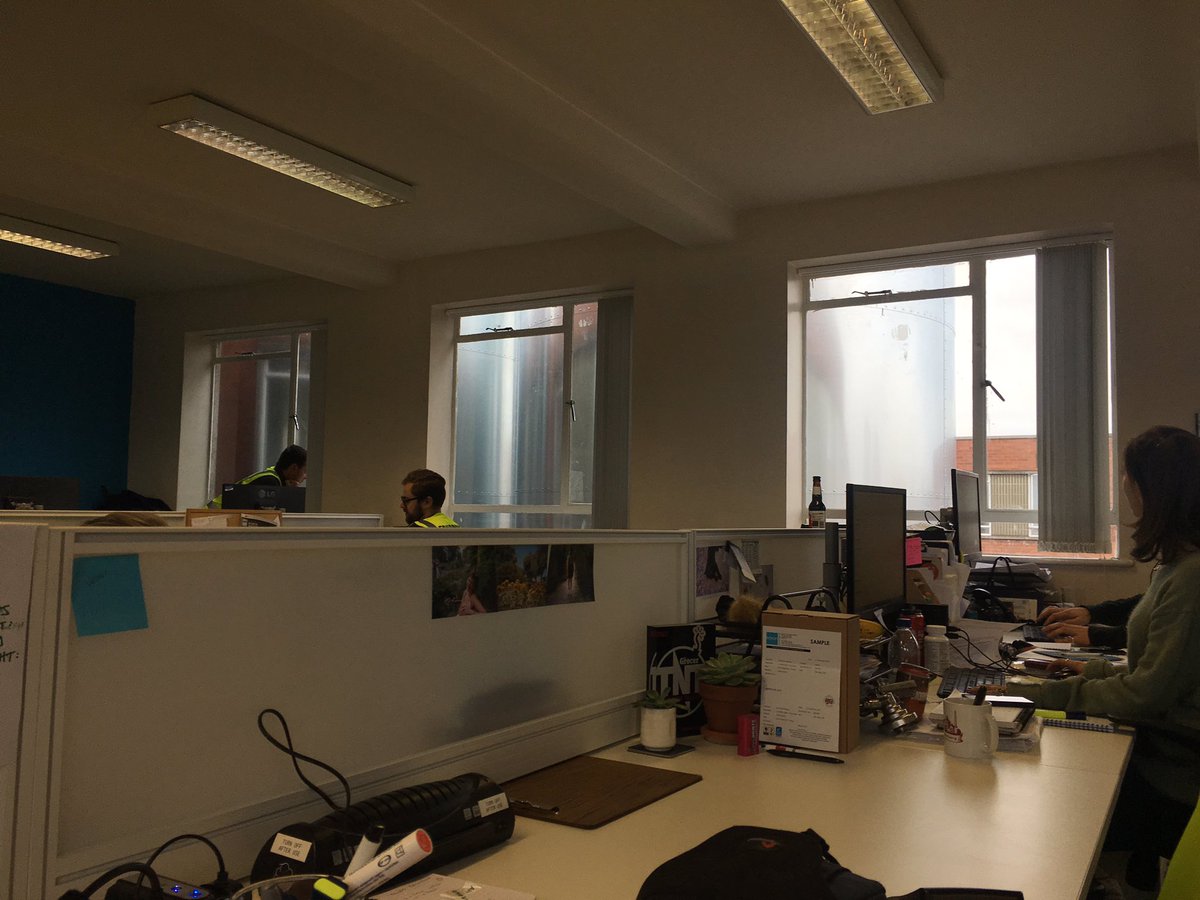 Fun new view from the @fourpurebrewing office #mysiloisbiggerthanyours