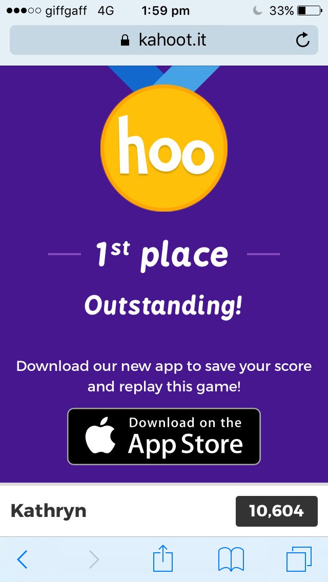yova's tweet photo. RT @Katy240600: I came first in kahoot
#gitgudbruv
#2good4u
#hashtag https://t.co/wBkskRA1vj