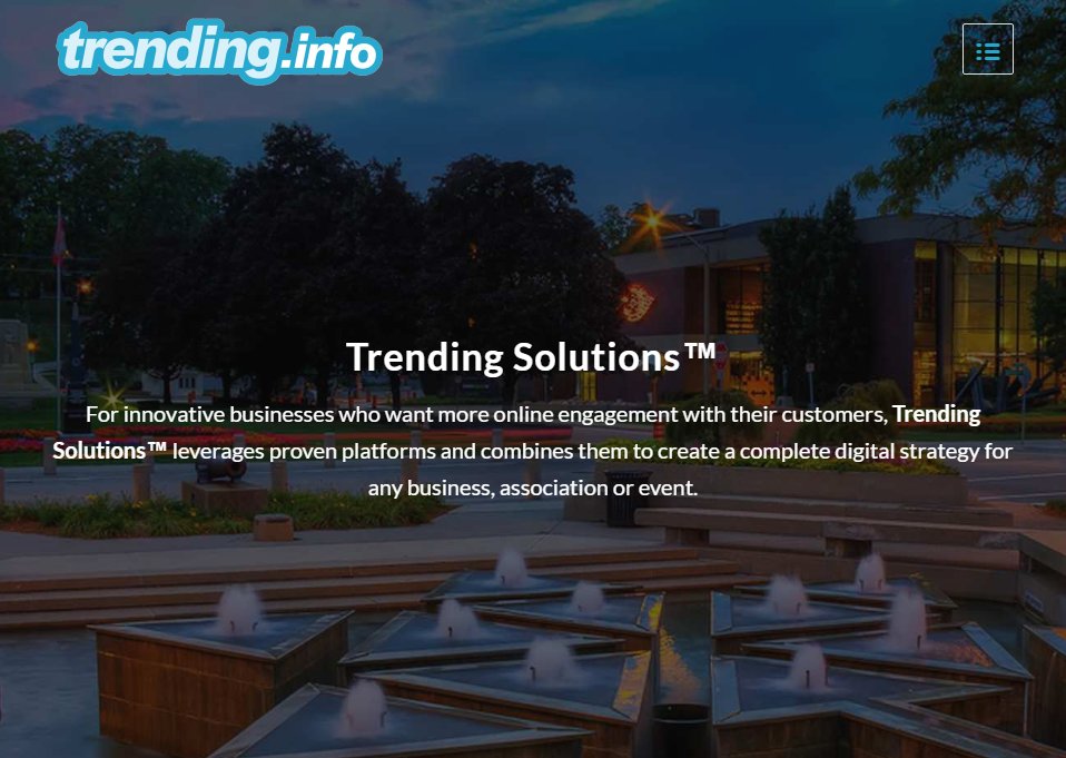 PeterboroughTI's tweet photo. To complement our Trending Hub™, we have expanded our offerings!

Trending Solutions™ leverages proven platforms and combines them to create a complete digital strategy for any business, association or event!

See more details at https://t.co/vjXZgCNYyB https://t.co/7o3Nz0CxJV